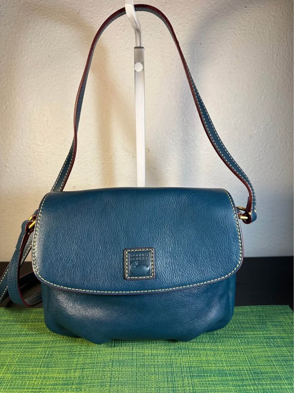 Dooney & Bourke Florentine Leather Saddle Bag (Teal / Denim Blue)